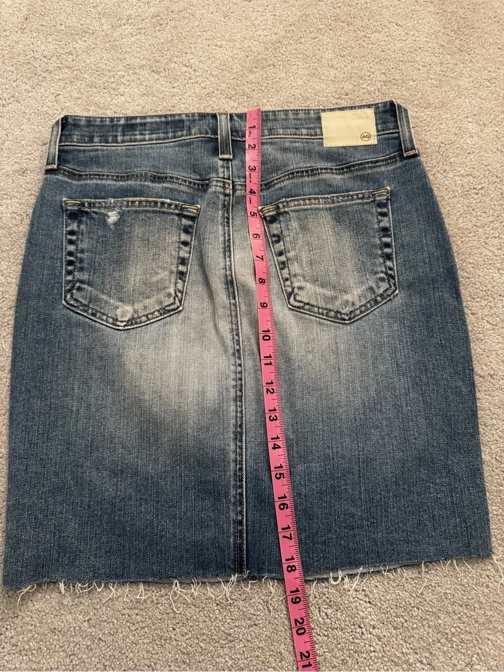 New AG Erin Distressed Pencil Skirt in Light Denim Size 27